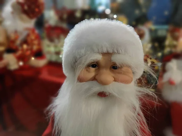 Weihnachtsmann Weihnachtsdekoration Figur Gesicht Detail Aus Nächster Nähe — Stockfoto