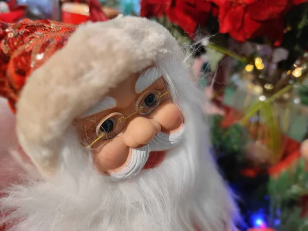 Santa Claus Decoración Navidad Figura Cara Detalle Cerca — Foto de Stock