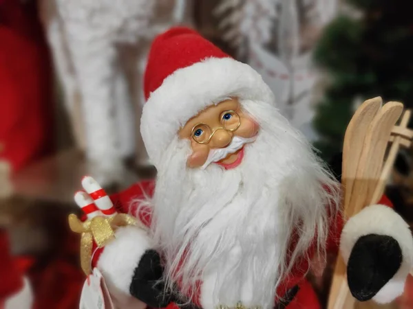 Santa Claus Boże Narodzenie Dekoracja Postać Twarz Szczegół Zbliżenie — Zdjęcie stockowe