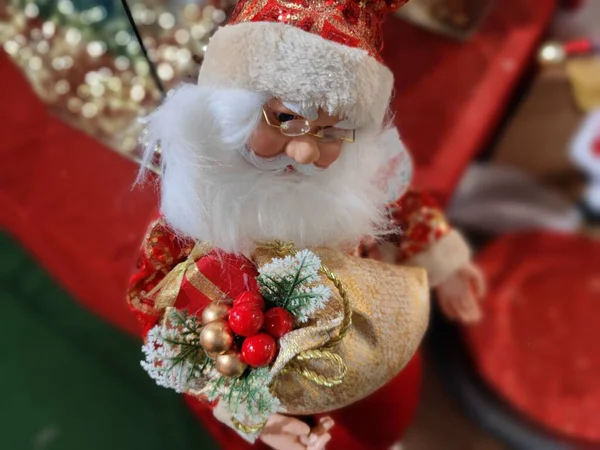 Santa Claus Boże Narodzenie Dekoracja Postać Twarz Szczegół Zbliżenie — Zdjęcie stockowe