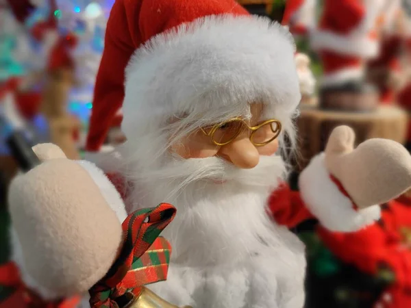 Papai Noel Natal Decoração Figura Rosto Detalhe Close — Fotografia de Stock