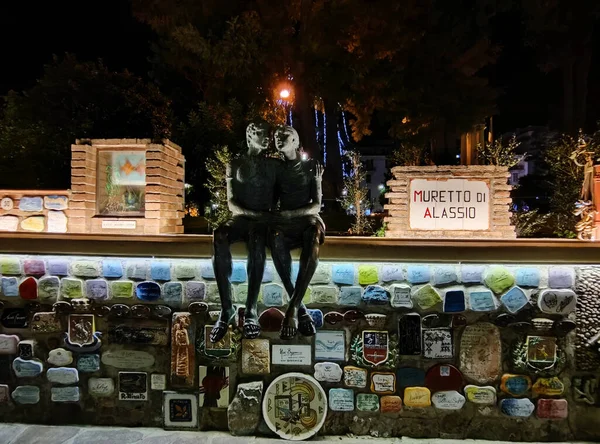 Alassio Italia Dicembre 2021 Celebre Muretto Negli Anni Cinquanta Alassio — Foto Stock