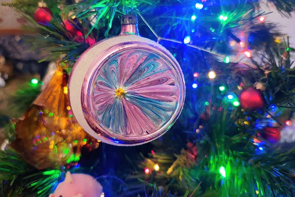 Navidad Árbol Navidad Vidrio Hecho Mano Detalle Bola Artesanal —  Fotos de Stock