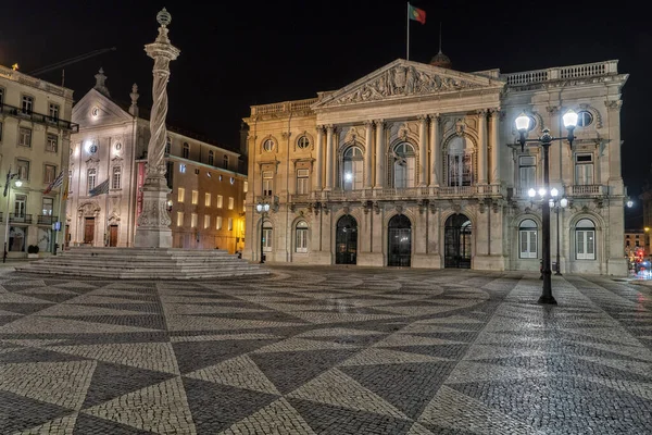 Praca Municipio Lisbon Stadshus Square Night View — Stockfoto