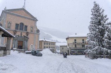 Bormio Medieval village Valtellina Italy under the snow in winter season