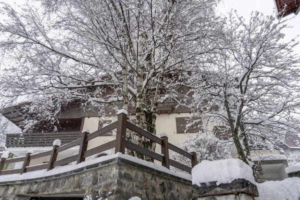 Бормио Средневековая Деревня Вальтеллина Италия Снегом Зимний Сезон — стоковое фото
