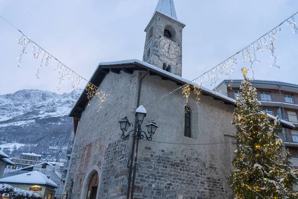 Bormio Village Médiéval Valtellina Italie Sous Neige Saison Hivernale — Photo