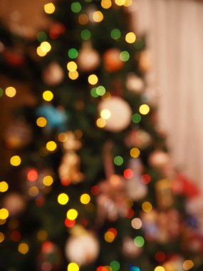 Noel ağacı ışıkları arkaplan dokusunu bulanıklaştırır