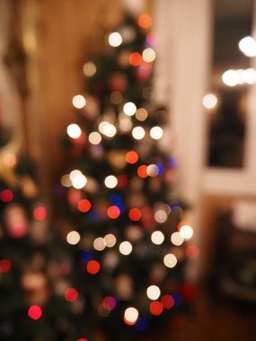 Noel ağacı ışıkları arkaplan dokusunu bulanıklaştırır