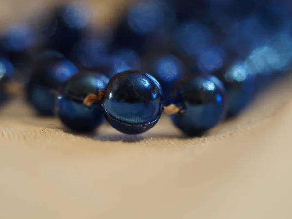 Blue Pearls Plastic Fake Necklage Detail — Fotografia de Stock