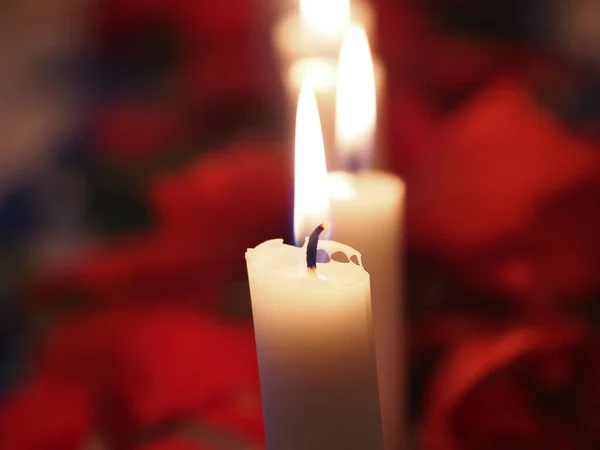 Christmas Xmas Candles Table — Stockfoto