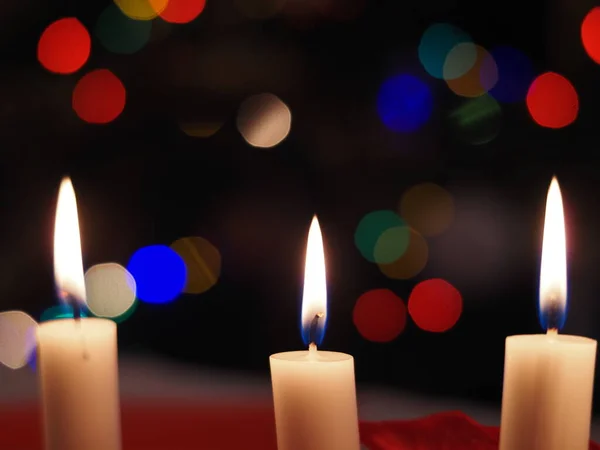 Kerstkaarsen Tafel — Stockfoto