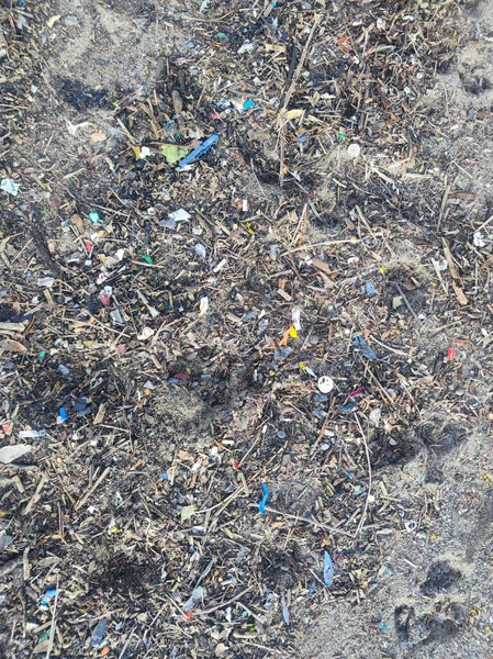 Plastic Waste Rubbish Garbage Sandy Beach — Fotografia de Stock