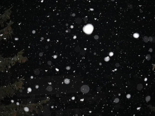 Snow Falling Snowing Night Dolomites Mountains — стоковое фото