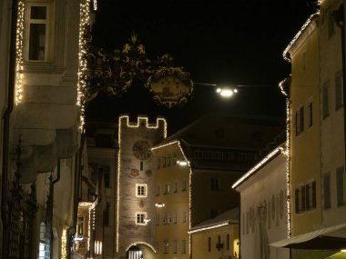 brunico village trentino lights at night in december