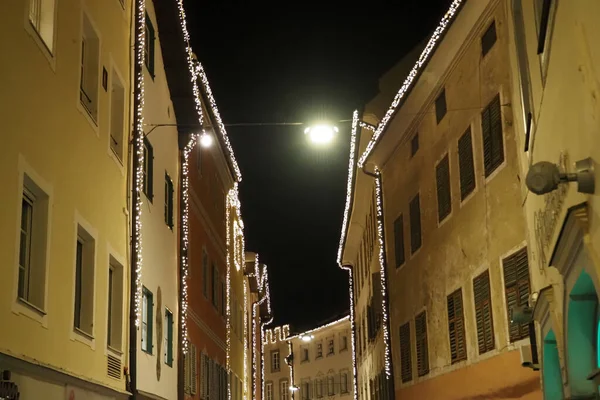 Brunico Village Trentino Lights Night December — Photo