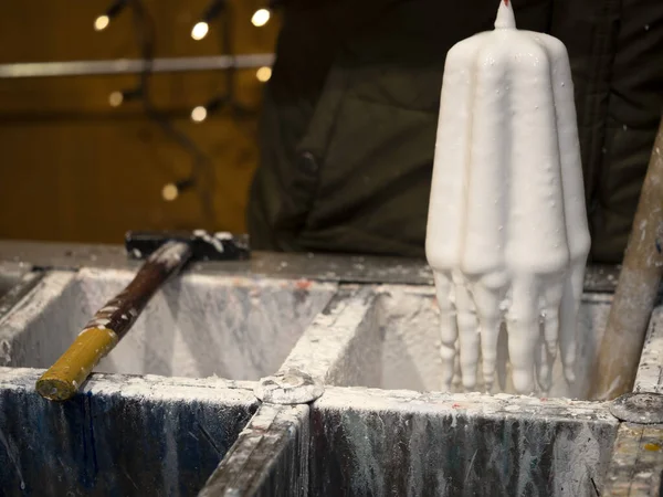 Hand Made Artisanal Wax Candle Making Italy — Stockfoto