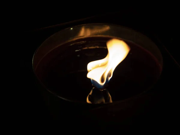 Wax Candle Flame Light Black Background — Stockfoto