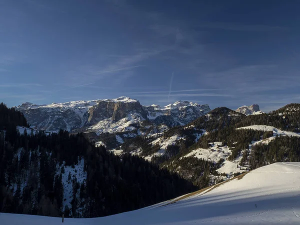 Dolomites Snow Panorama Val Badia Armentara Hill — ストック写真