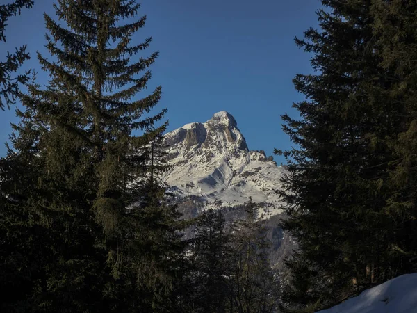 Dolomitas Nieve Panorama Val Badia Armentara Colina —  Fotos de Stock