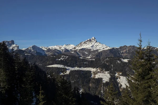 Dolomitas Nieve Panorama Val Badia Armentara Colina —  Fotos de Stock