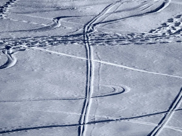 Dolomites Snow Panorama Alpine Ski Tracks Detail Slope Track — Stock fotografie