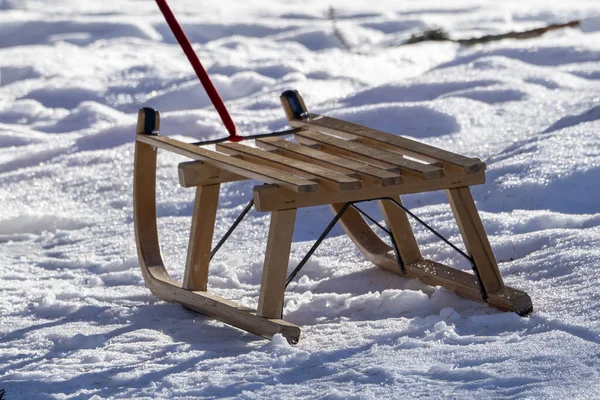 Wooden Sledge Snow Winter Season — Stock Photo, Image