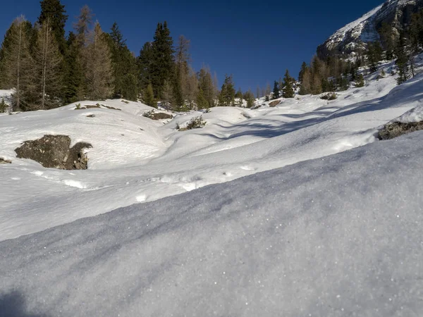 Dolomites Snow Panorama Val Badia Armentara Hill — Stockfoto