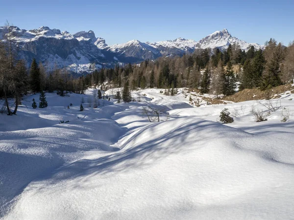 Dolomites Snow Panorama Val Badia Armentara Hill — Stock Fotó