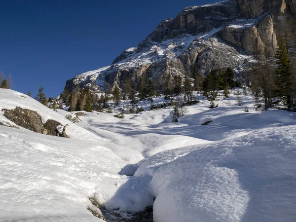 Dolomites Snow Panorama Val Badia Armentara Hill — Stockfoto