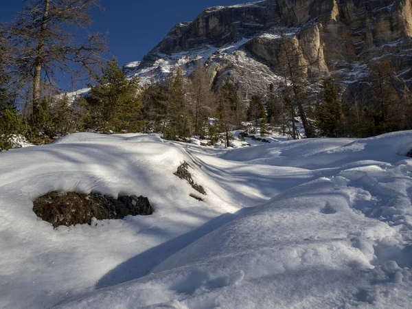 Dolomites Snow Panorama Val Badia Armentara Hill — Foto de Stock