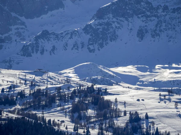 Dolomites Snow Panorama Val Badia Armentara Hill — Stock Photo, Image