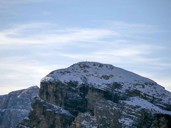 Dolomites Snow Panorama Val Badia Armentara Hill — 图库照片