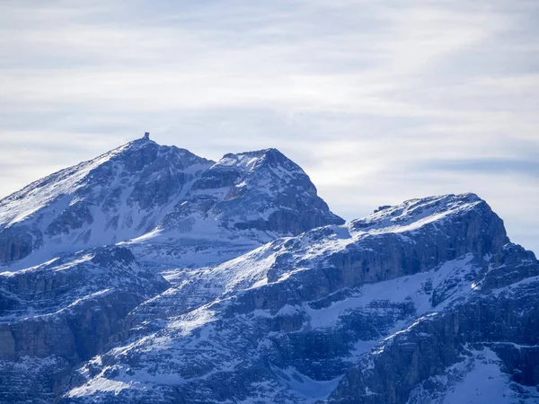 Dolomites Snow Panorama Val Badia Armentara Hill — стоковое фото