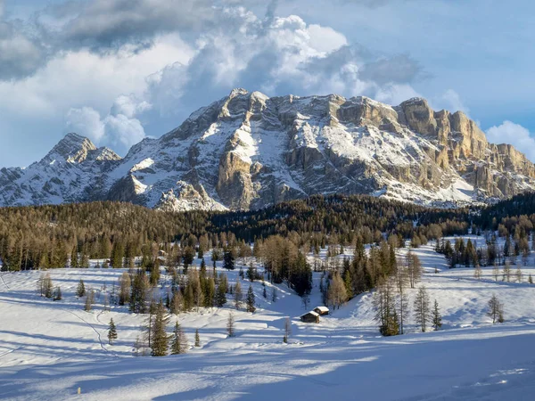 Monte Croce Dolomites Badia Valley Mountains Landscape Winter Armentara — Zdjęcie stockowe