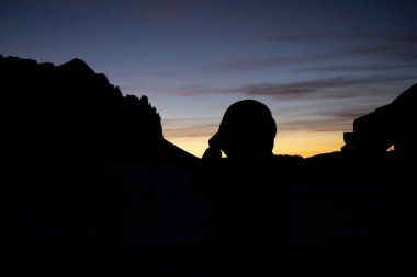 sunset on Sass de putia Dolomites mountains view from passo delle erbe panorama in winter