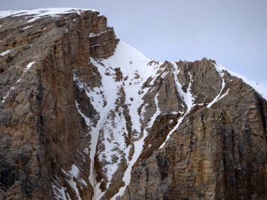 Fanes mountain dolomites in winter panorama snow landscape