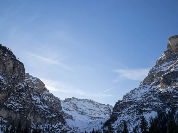 Fanes Górskie Dolomity Zimie Panorama Śniegu Krajobraz — Zdjęcie stockowe