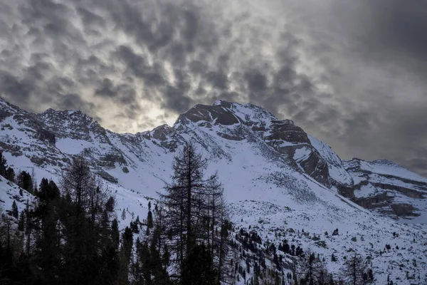 Fanes Dolomiti Montagna Nel Panorama Invernale Paesaggio Innevato — Foto Stock