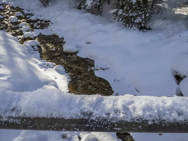 Drohne Auf Dolomiten Schnee Panorama Holzhütte Val Badia Armentarola Bach — Stockfoto