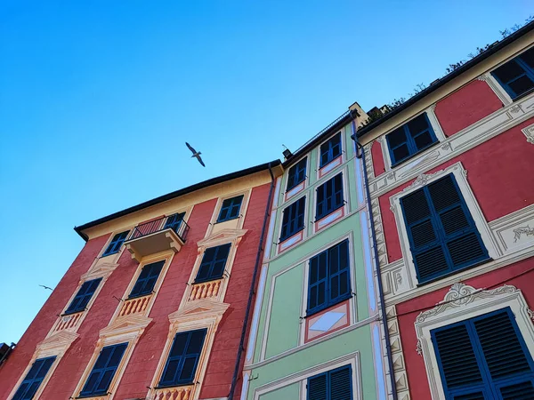 Portofino Vila Pitoresca Itália Edifícios Coloridos Detalhe Pintado Casa Detalhe — Fotografia de Stock