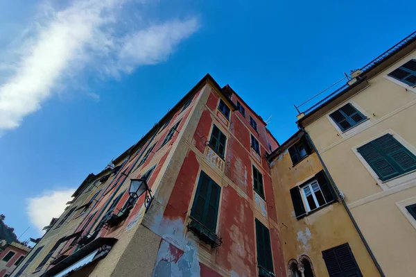 Portofino Pictoresque Χωριό Ιταλία Πολύχρωμα Κτίρια Λεπτομέρεια Ζωγραφισμένα Λεπτομέρεια Σπίτι — Φωτογραφία Αρχείου