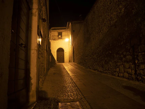 Veroli Medieval Village Lazio Frosinone Night View Old Houses — Stock Photo, Image