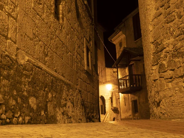 Veroli Средневековой Деревне Lazio Frosinone Ночь Просмотра Старых Домов — стоковое фото
