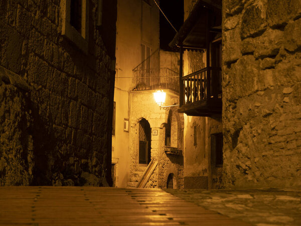 Veroli medieval village lazio frosinone night view old houses