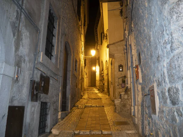 Veroli Medieval Village Lazio Frosinone Night View Old Houses — 图库照片