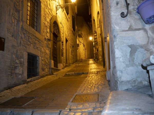 Veroli Medieval Village Lazio Frosinone Night View Old Houses — 图库照片