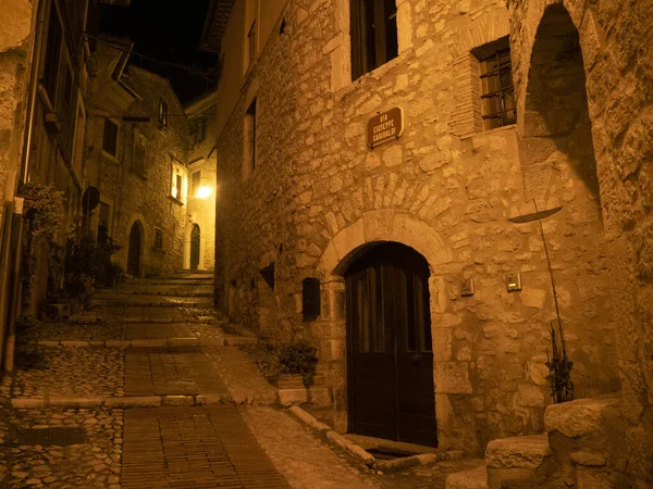 Veroli Средневековой Деревне Lazio Frosinone Ночь Просмотра Старых Домов — стоковое фото