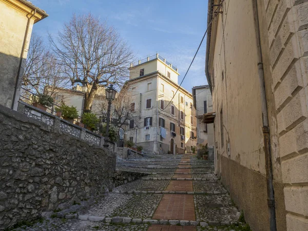 Veroli Ortaçağ Köyü Lazio Frosinone Manzaralı Eski Evler — Stok fotoğraf