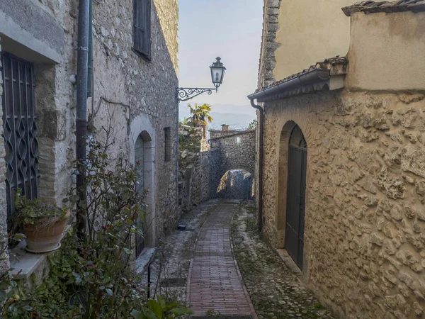 Veroli Medieval Pueblo Lazio Frosinone Vista Casas Antiguas —  Fotos de Stock